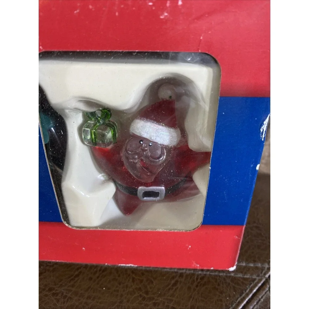 Star Santa Red Indoor Outdoor Clip‎ On Christmas Lights 10 Ct 9 Ft Vtg Holiday